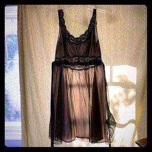 Vintage black lace dress / negligee size XL